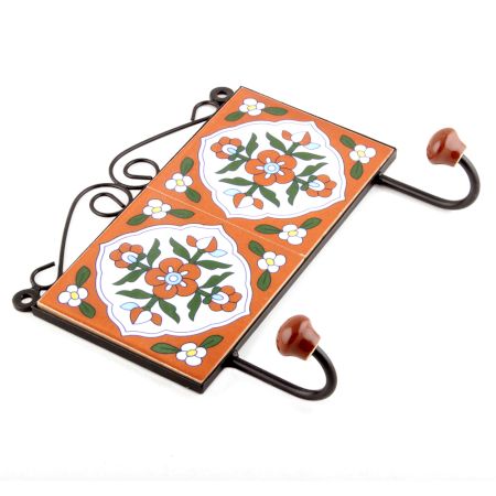 Brown white Lily Tiles Hooks